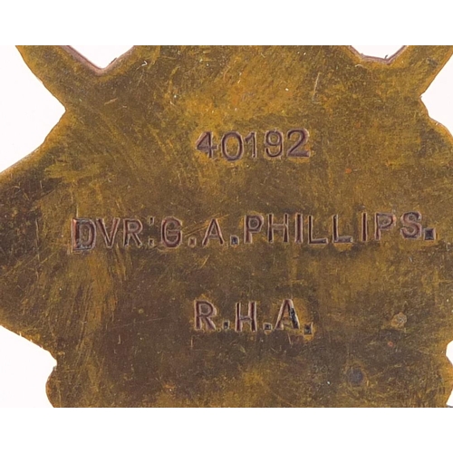 272 - British Military World War I trio awarded to 40192DVR.G.A.PHILIPS.R.A.