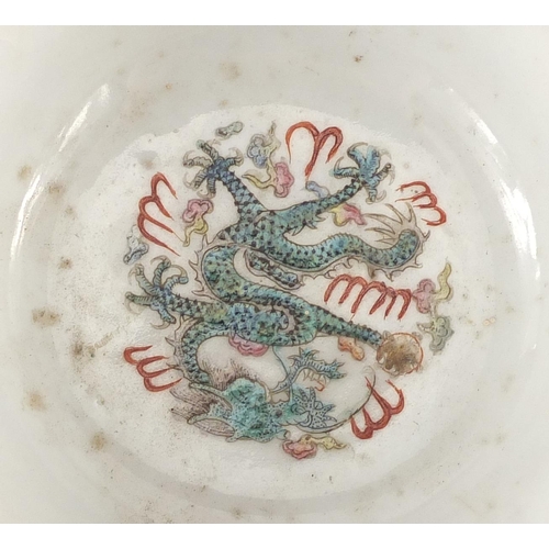 412A - Chinese porcelain comprising two blue and white plates and a bowl finely hand painted with dragons a... 