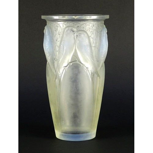 670 - René Lalique frosted opalescent Ceylon glass vase, etched R Lalique France No905 to the base, 24.5cm... 