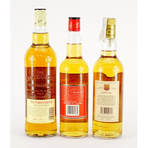 2252 - Three sporting interest bottles of whiskey comprising The Famous Grouse limited edition 1999 Rugby W... 
