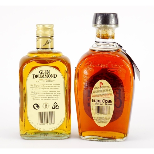 2350 - Two bottles of whiskey comprising Elijah Craig 12 years old and Glen Drummond aged 8 years