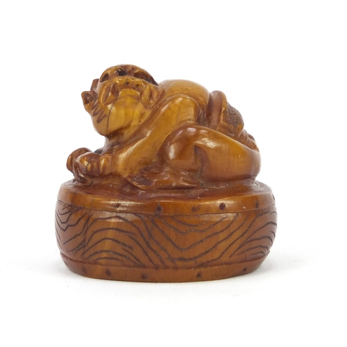 485 - Japanese carved ivory Oni Netsuke, 4cm high