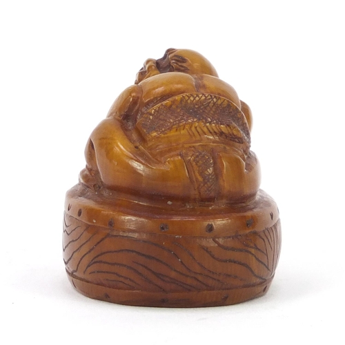 485 - Japanese carved ivory Oni Netsuke, 4cm high