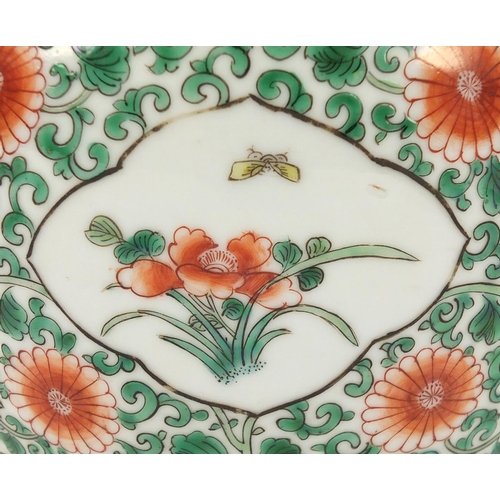 366 - Chinese porcelain jardinière hand painted in the famille verte palette with panels of birds of parad... 