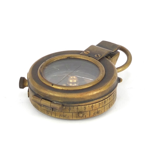 288 - British Military World War I compass with leather case, impressed J B Brooks & Co