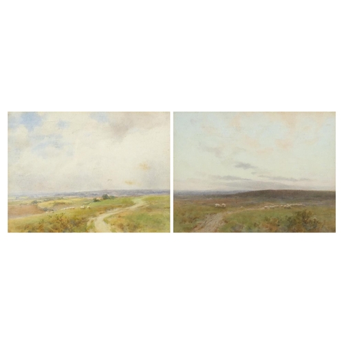 1271 - Alfred Montague Rivers - Across the Common and The Close of Day, pair of watercolours, mounted and f... 