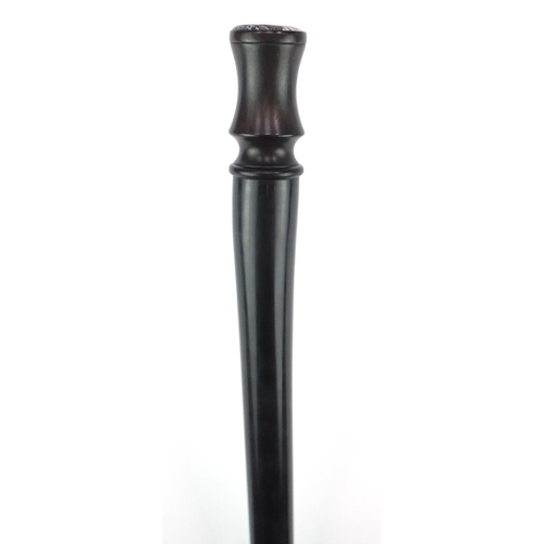 80 - Chinese horn walking stick possibly rhinoceros horn, 89cm in length, 600.0g