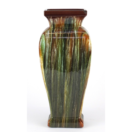 691 - Art Nouveau Bretby pottery vase, having a dripping glaze, in the style of Christopher Dresser, impre... 