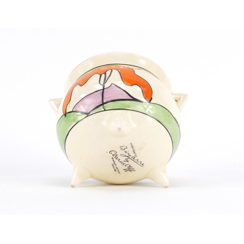 694 - Clarice Cliff Bizarre cauldron, hand painted in the Mountain pattern, factory marks to the base, 7cm... 