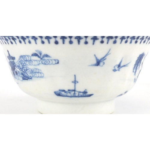348 - Chinese blue and white porcelain, including a miniature meat platter hand painted with pagodas in a ... 