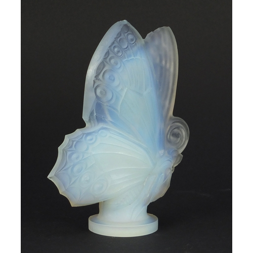 673 - Large French Art Deco opalescent butterfly paperweight by Sabino, 15cm high