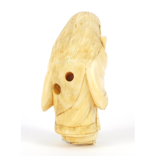 483 - Japanese carved ivory netsuke of a figure in a robe, 4.5cm high