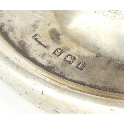 788 - Circular silver capstan inkwell, indistinct makers mark Birmingham 1929, 12.5cm in diameter