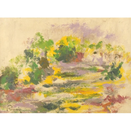 1274 - After Renoir - Abstract composition, oil on canvas, framed, 33.5cm x 25cm