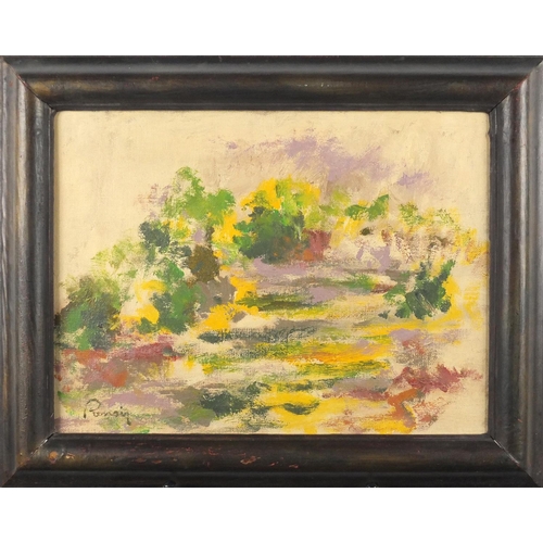1274 - After Renoir - Abstract composition, oil on canvas, framed, 33.5cm x 25cm