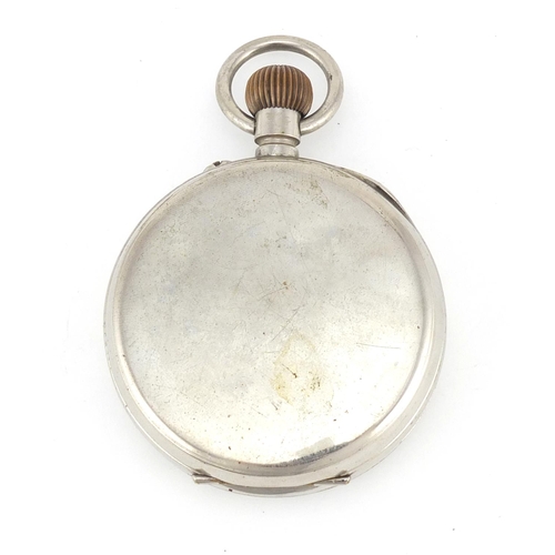 2575 - Edwardian silver easel pocket watch stand, housing an oversized pocket watch, the stand by Henry Cli... 