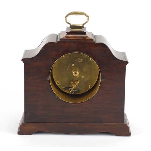 2380 - Burr walnut mantel clock, the dial with Roman numerals and inscribed Sermon of Torquay, 20cm high