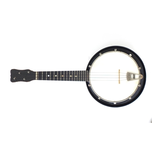 151 - 1930's Jetel banjolele with velvet lined fitted carrying case, 59cm in length