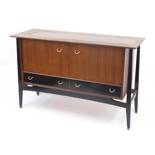 11 - G-Plan E Gomme sideboard with a pair of cupboard doors above two drawers, 85cm H x 133cm W x 49cm D