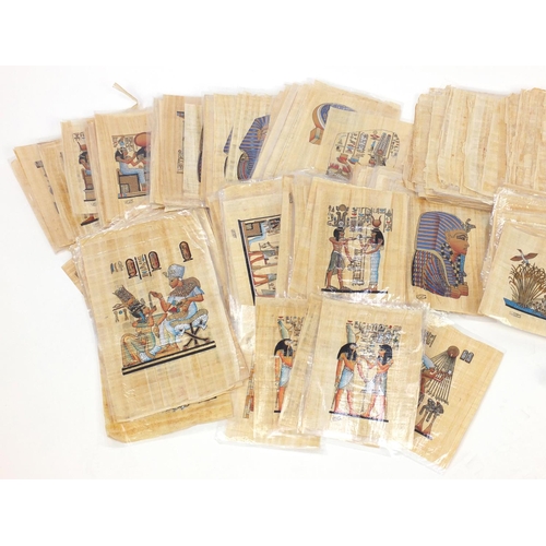291 - Extensive collection of Egyptian papyrus leaf paintings