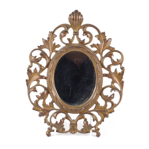 94 - Gilt brass Rococo style mirror, 27cm high