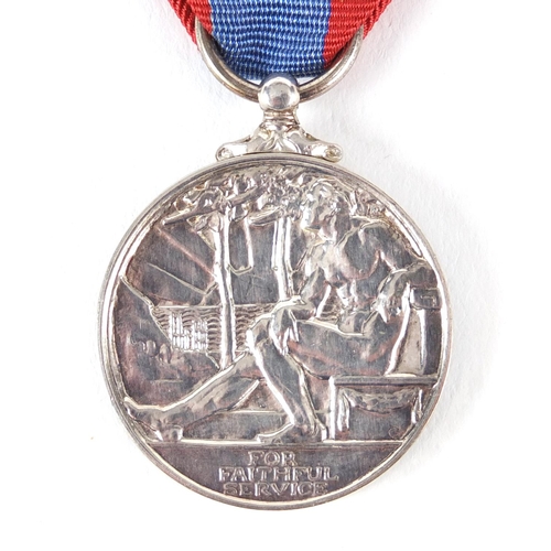 528 - Faithful service medal awarded to HENRY WALTER JOHN HARVEY, with ribbon and box