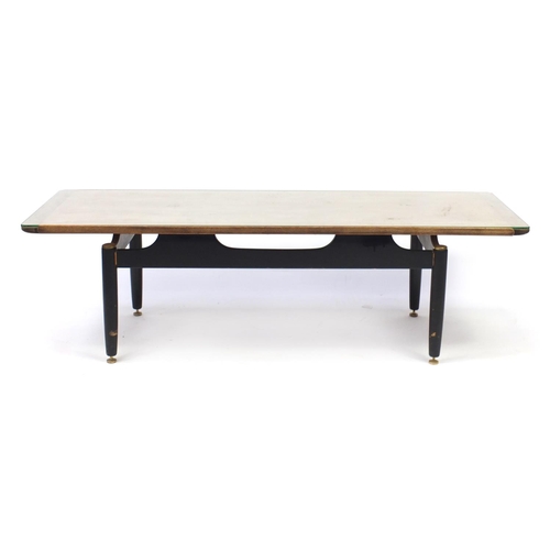 59 - G-Plan E Gomme coffee table with glass top, 41cm H x 137cm W x 49cm D