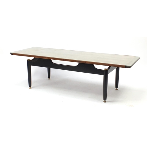 59 - G-Plan E Gomme coffee table with glass top, 41cm H x 137cm W x 49cm D