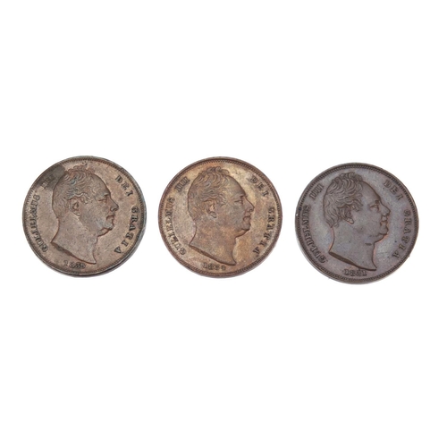 232 - Three William IV farthings comprising dates 1831, 1834 and 1835