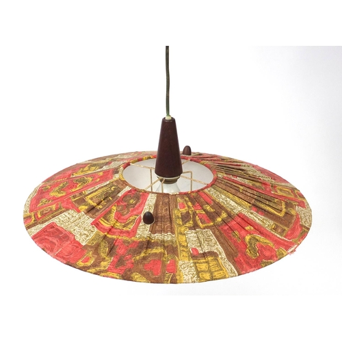 178 - Danish rosewood and fabric light fitting, 59cm in diameter