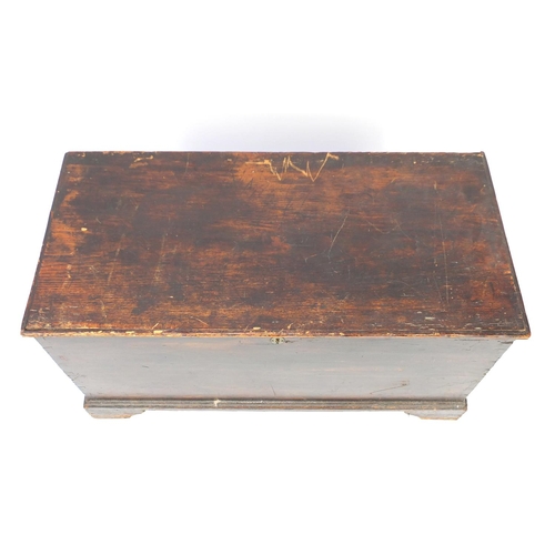 32 - Vintage pine blanket box with candle tray, 52cm H x 94cm W x 45cm D