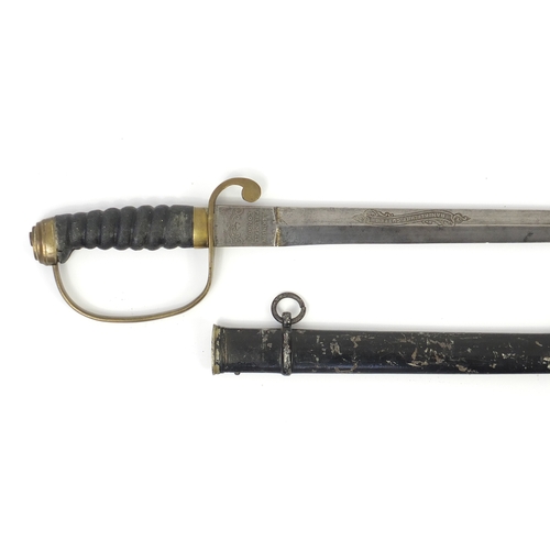 299 - 19th century Wilkinson Handkerchief cutter sword with shagreen grip and an unassociated scabbard, 10... 