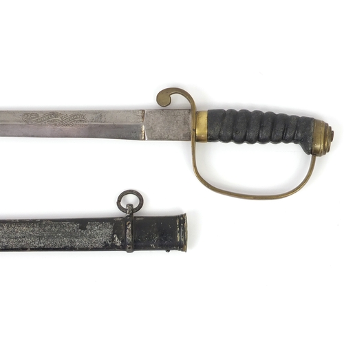 299 - 19th century Wilkinson Handkerchief cutter sword with shagreen grip and an unassociated scabbard, 10... 