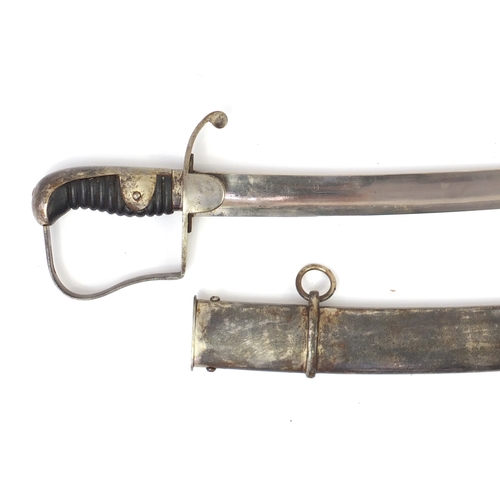 303 - Military interest sabre with scabbard, 98cm in length