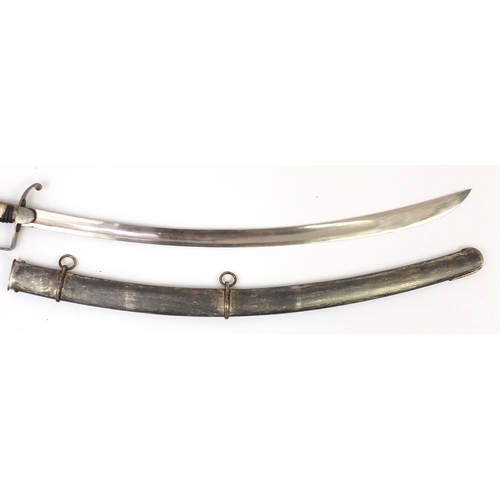 303 - Military interest sabre with scabbard, 98cm in length