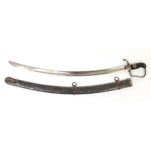 303 - Military interest sabre with scabbard, 98cm in length