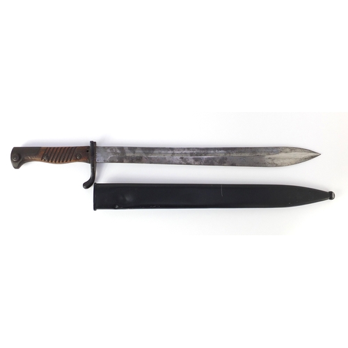 307 - German Military interest bayonet with scabbard, 52cm in length