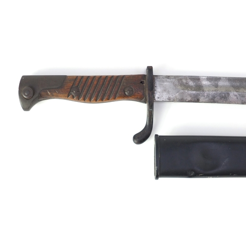 307 - German Military interest bayonet with scabbard, 52cm in length