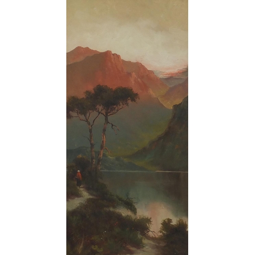 23 - J Ducker - Streams before mountains, pair of oil on canvases, framed, 60cm x 29cm