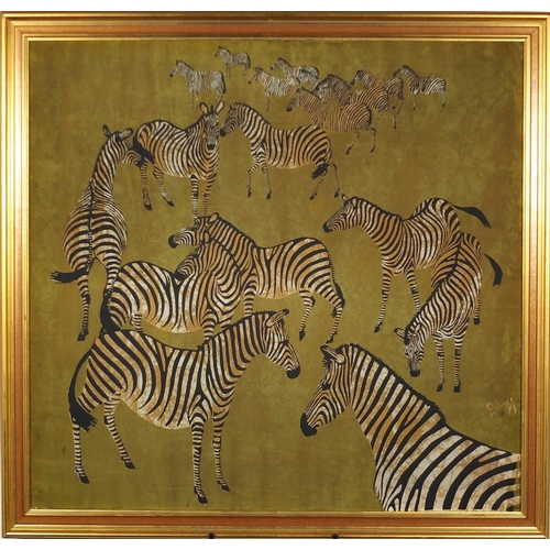 51 - R Anderson - Zebra's, silk screen print, limited edition 49/300, with Heal's Art Gallery label verso... 