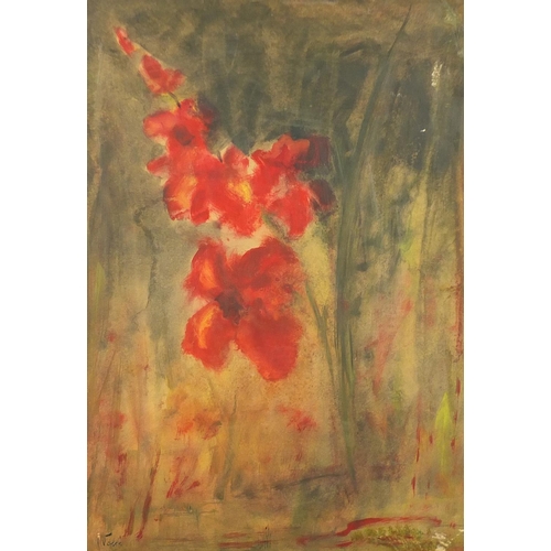 26 - Still life flowers, oil on board, bearing a signature possibly Nolde, framed, 67cm x 47cm