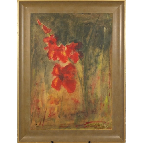 26 - Still life flowers, oil on board, bearing a signature possibly Nolde, framed, 67cm x 47cm
