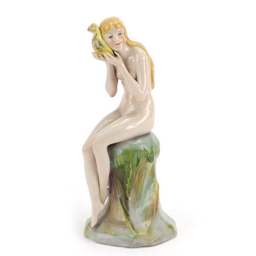 712a - German Art Deco figurine of a nude female by Katzhutte, factory marks to the base, 22cm high