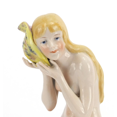 712a - German Art Deco figurine of a nude female by Katzhutte, factory marks to the base, 22cm high