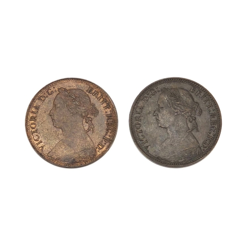 241 - Five Victoria Bun Head farthings comprising dates 1878, 1879, 1880, 1881 and 1881