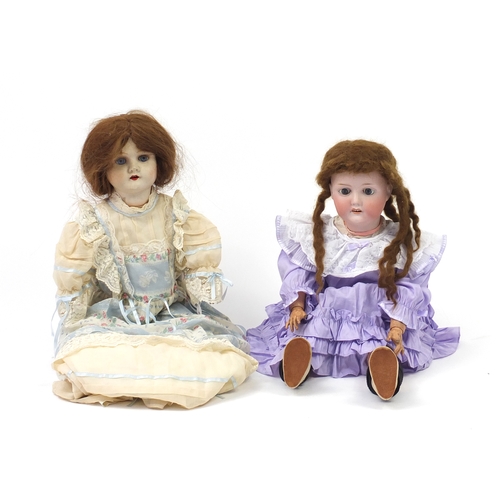 166 - Two large dolls including one with bisque head by C M Bergmann, the largest 70cm high