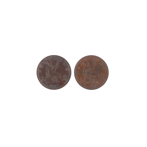 240 - Five Victoria Bun Head farthings comprising dates 1872, 1873, 1874, 1875 and 1876