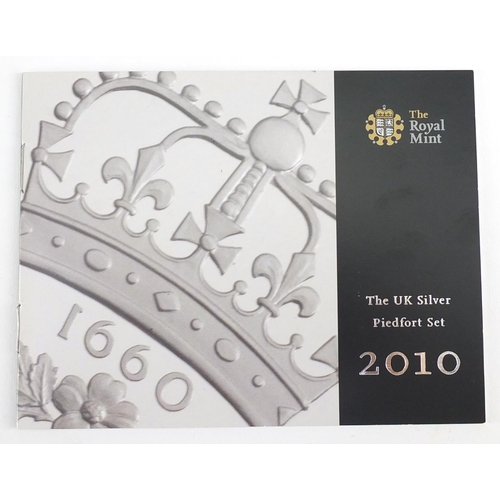 2632 - 2010 United Kingdom silver piedfort set with certificate numbered 1594 and case