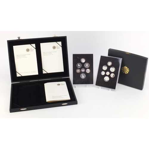 2633 - Two 2008 Emblems of Britain silver proof collections, with cases