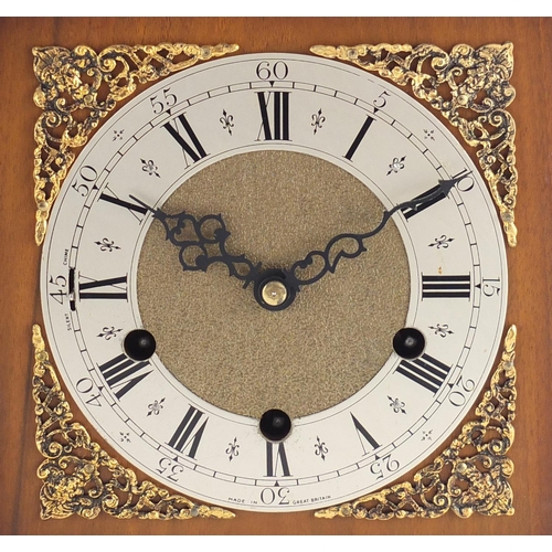 2196 - Smiths Westminster chiming bracket clock striking on three rods, with silvered chapter ring having R... 